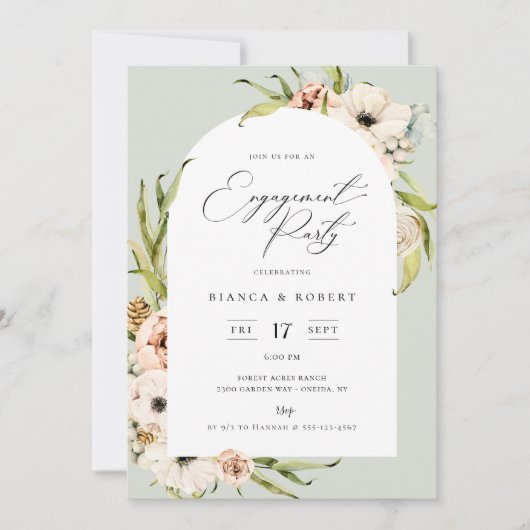 Invitation Botanique Forêt Florale Frame Engagement Partie In (Devant)