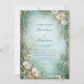 Invitation Botanique Gold & Sage Green Mariage Floral (Devant)