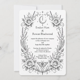 Invitation Botanique gothique noir et blanc