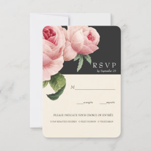 Invitation Botanique   Gray Vintage Wedding Option de repas R