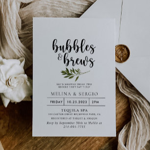 Invitation Botanique Green Bubbles & Brews Bridal douche