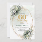 Invitation botanique Greenery Gold pour 60e annive (Devant)