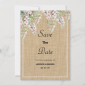 Invitation Botanique ivoire rustique menthe rose Sauver la da (Devant)