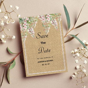 Invitation Botanique ivoire rustique menthe rose Sauver la da