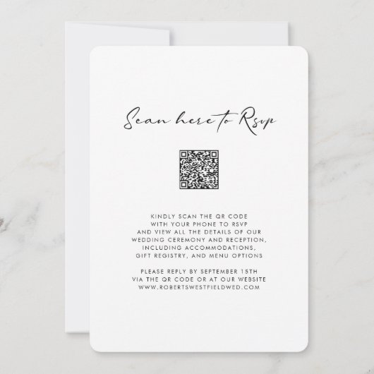 Invitation Botanique Laurel Wreath QR Code Monogramme Mariage (Dos)