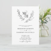 Invitation Botanique Laurel Wreath QR Code Monogramme Mariage (Debout devant)
