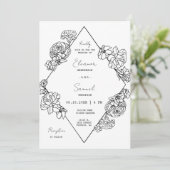 Invitation Botanique Ligne Art Boho Photo QR Code Mariage (Debout devant)
