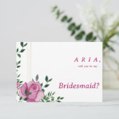 Invitation Botanique lilas vert or rose floral Bridesmaid (Debout devant)