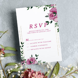 Invitation Botanique lilas vert or rose floral RSVP