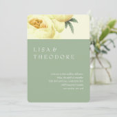 Invitation Botanique | Mariage Vintage Jaune Sage (Debout devant)