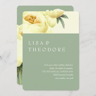 Invitation Botanique Mariage Vintage Jaune Sage