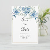 Invitation Botanique marine bleu menthe floral Enregistrer la (Debout devant)