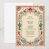 Invitation Botanique Mexicaine Folklorique Colorée (Devant / Derrière)