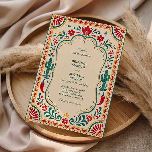 Invitation Botanique Mexicaine Folklorique Colorée