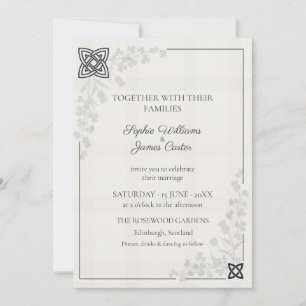 Invitation Botanique minimaliste à nœud celtique et héritage