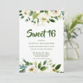 Invitation Botanique moderne Blanc Floral Spring Sweet 16 (Debout devant)