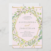 Invitation Botanique moderne | Blush et Faux Gold Mariage (Devant)