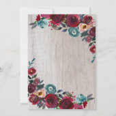 Invitation Botanique moderne Bourgogne Marine Floral Mariage  (Dos)