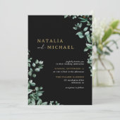 Invitation Botanique moderne d'Eucalyptus | Mariage Moody noi (Debout devant)