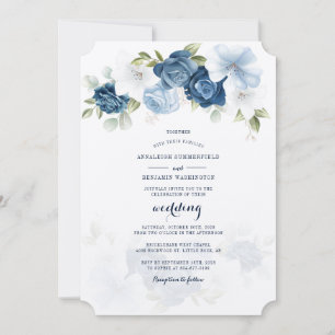 Invitation Botanique moderne Dusty Blue Floral Mariage