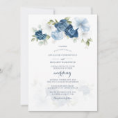 Invitation Botanique moderne Dusty Blue Floral Mariage (Devant)