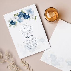 Invitation Botanique moderne Dusty Blue Floral Mariage