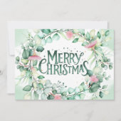 Invitation Botanique Moderne Eucalyptus Verdure Noël (Devant)