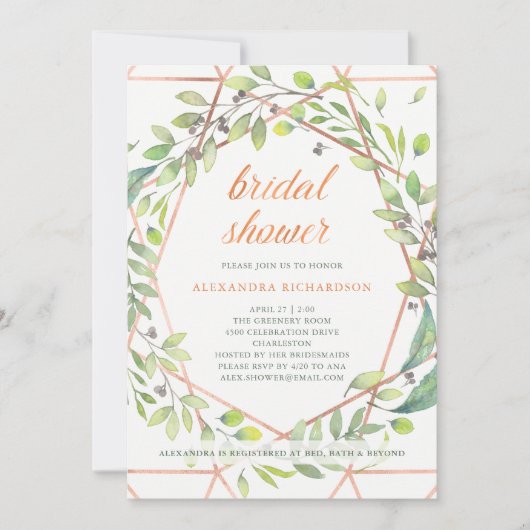 Invitation Botanique moderne | Fête des mariées d'affichage e (Devant)