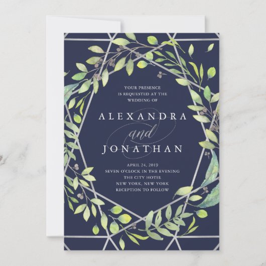 Invitation Botanique moderne | Mariage Silver Look (Devant)