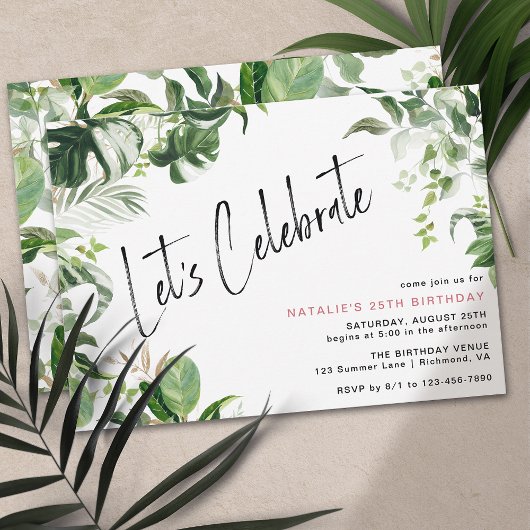 Invitation Botanique moderne | Thème tropical Anniversaire ad
