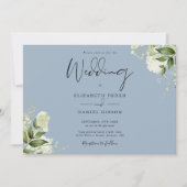 Invitation Botanique moderne verdure Dusty Blue Photo Mariage (Devant)