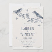 Invitation Botanique & Oiseaux Classique Vintage Mariage Phot (Devant)