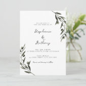 Invitation Botanique Olive Branch Feuille Mariage italien (Debout devant)
