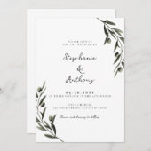 Invitation Botanique Olive Branch Feuille Mariage italien (Devant / Derrière)