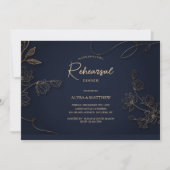 Invitation botanique or et noir (Devant)