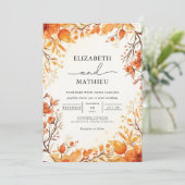 Invitation Botanique Orange Chaud Mariage d'automne (Debout devant)