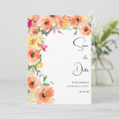 Invitation Botanique orange jaune floral d'été Enregistrer la (Debout devant)