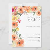 Invitation Botanique orange jaune rose floral d'été RSVP (Devant)