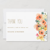 Invitation Botanique orange jaune rose Merci floral d'été (Devant)