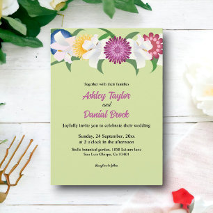 Invitation Botanique Pays Boho Roses Printemps Floral Mariage