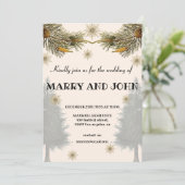 Invitation Botanique Pin Rustique Arbres élégant mariage d'hi (Debout devant)