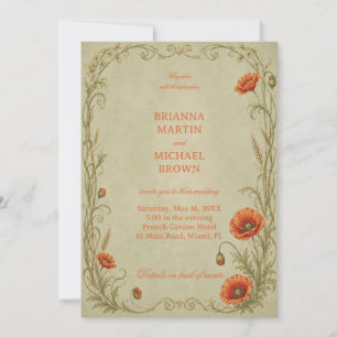 Invitation Botanique Poppy Vintage