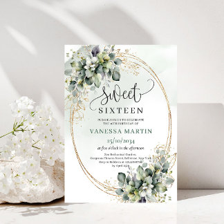 Invitation botanique pour une douce Seize ans avec