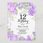 Invitation Botanique Purple Floral 12e anniversaire Invitatio (Devant / Derrière)
