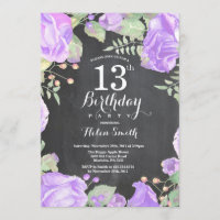 Botanique Purple Floral 13e anniversaire Invitatio