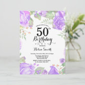 Invitation Botanique Purple Floral 50e anniversaire Invitatio (Debout devant)