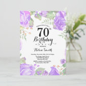 Invitation Botanique Purple Floral 70e anniversaire Invitatio (Debout devant)