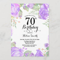Botanique Purple Floral 70e anniversaire Invitatio