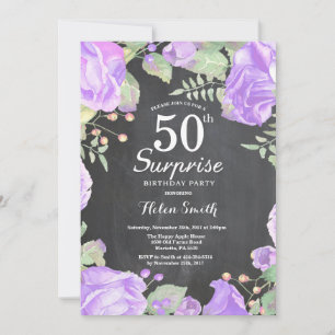 Invitation Botanique Purple Floral Surprise 50e anniversaire