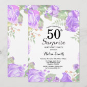 Invitation Botanique Purple Floral Surprise 50e anniversaire (Devant / Derrière)